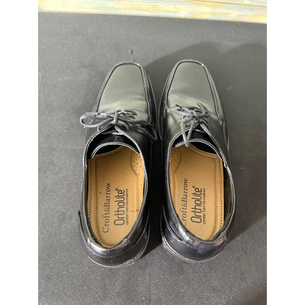 Croft & Barrow Oxford Shoes 8.5 Black Excellent Square Toe Ortholite EUC